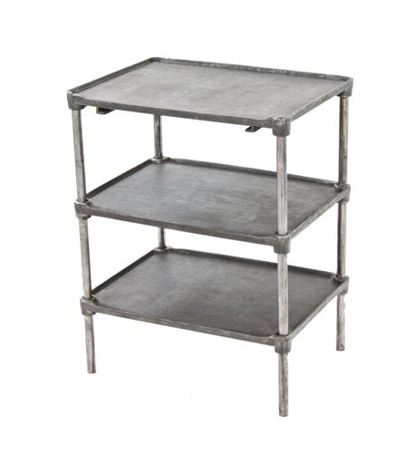 thoroughly cleaned and refinished c. 1910 american industrial machine shop three-tier stationary die table with solid cast iron removable decks