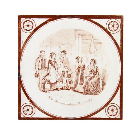 original intact 19th century victorian era aesthetic movement "barnaby rudge" interior residential ceramic fireplace surround tile