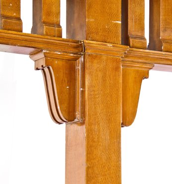 complete and original c. 19th century american david c. cook mansion faux wood grain finish room divider or colonnade complete with boxes and corbels