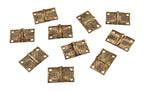 large lot of matching antique american eastlake style interior residential cast brass "ivy" pattern shutter door hinges or flaps with black enameled inlay
