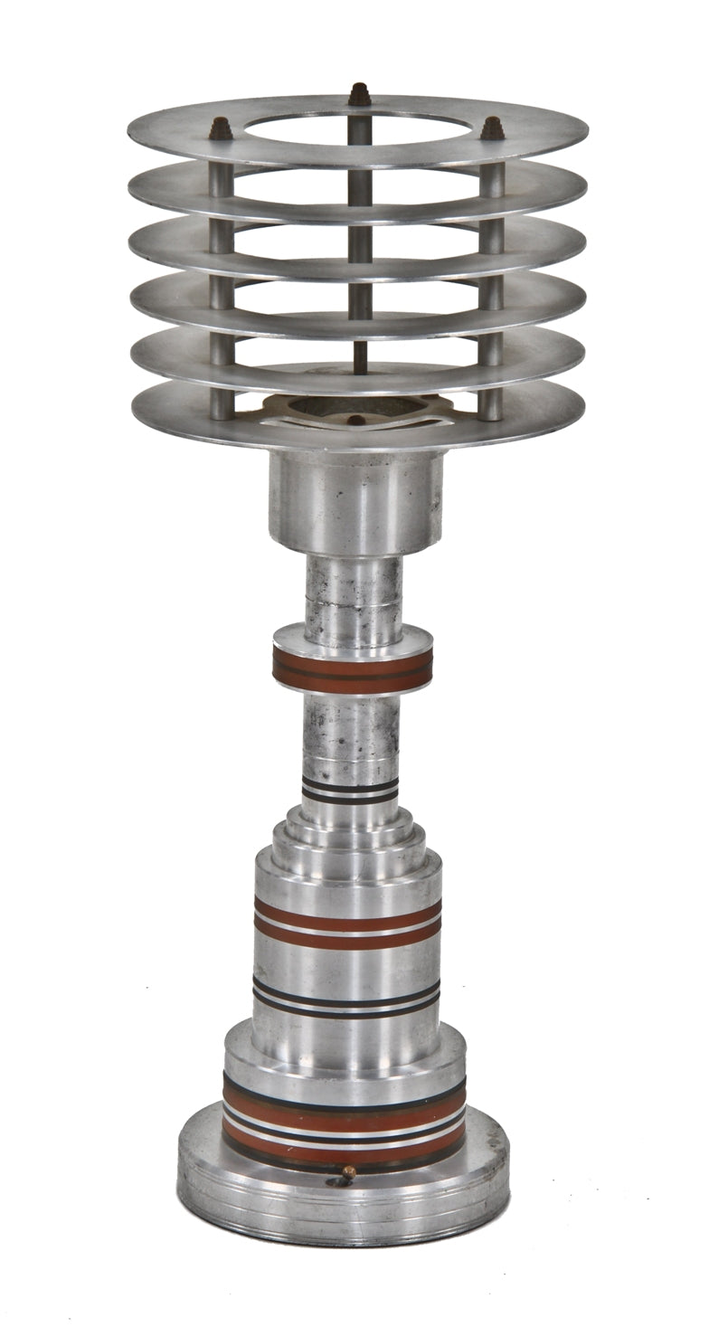original highly sought after iconic american art deco machine age c. 1930's walter von nessen spun aluminum and bakelite table or desk lamp