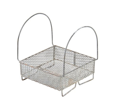 intact american industrial galvanized steel mesh single compartment portable basket with oversized bent steel rod handles