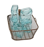 five matching original and remarkably intact early 1920's american industrial exide farm lighting battery "power plant" aqua glass open-ended jars with embossed lettering