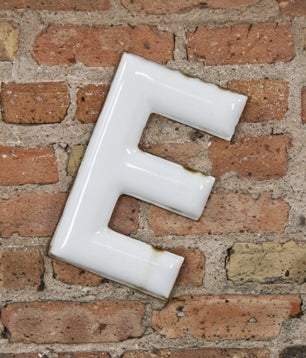 original and intact late 1930's american industrial exterior white porcelain enameled flush mount service station letter sign
