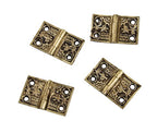 lot of four matching c. 1886 original and fully functional ornamental cast yellow brass "oriental" pattern shutter door flaps or hinges