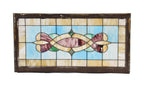 charming original and intact c. 1910 american interior residential late victorian variegated slag or streaked art glass transom window with abstract floral motif