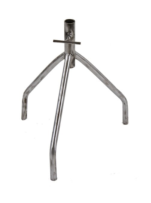 c. 1940's american vintage industrial three-legged stationary tripod machine stand base comprised of bent tubular steel with brushed metal finish