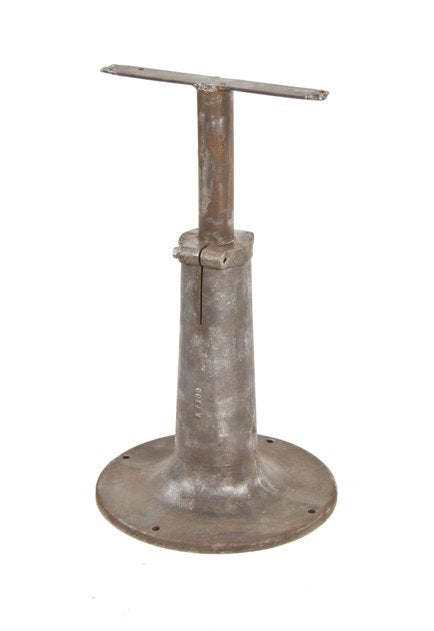 modified c. 1930's vintage american industrial heavy duty tap-grinding machine flared cast iron pedestal base with telescoping steel pole with cross bar