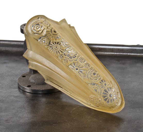 c. 1930's original and intact american art deco style pressed ornamental champagne-colored replacement residential wall sconce slip shade
