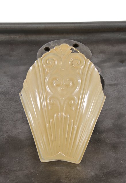 american art deco pressed ornamental glass residential ceiling fixture or wall sconce replacement slip shade with ivory enameled finish