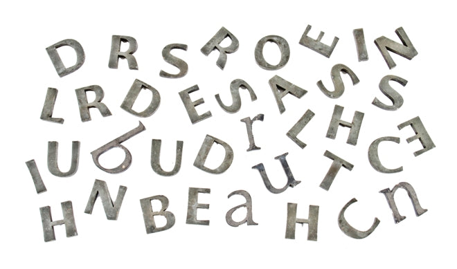 large lot of vintage american single-sided exterior hospital building anodized aluminum sign letters with threaded holes for mounting purposes