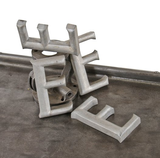 matching lot of original late 1950's single-sided american exterior weathered cast aluminum michael reese friend pavilion sign letters