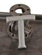 single late 1950's american solid cast aluminum exterior friend pavilion single-sided sign letter with weathered surface patina