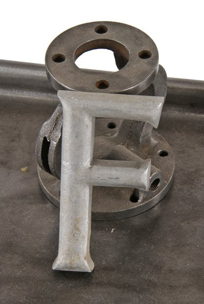 c. 1950's reinforced cast aluminum american industrial michael reese hospital single-sided exterior letter sign with weathered surface patina