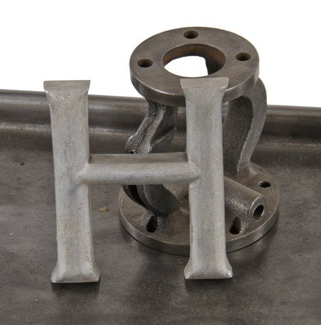 c. 1950's american industrial single brushed aluminum exterior michael reese hospital friend pavilion building facade sign letter