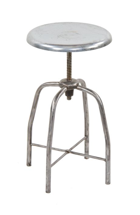 original and intact c. 1930's american medical surgeon's hospital operating room swivel seat refinished steel stool with bent tubular legs