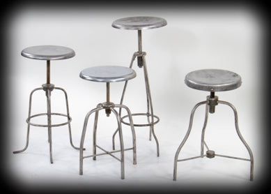 unusual shaped early 20th century american medical three-legged tripod adjustable height hospital operating room surgeon stool with revolving seat