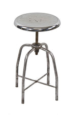 fully adjustable c. 1930's american vintage medical revolving seat hospital operating room stationary stool with bent tubular steel legs