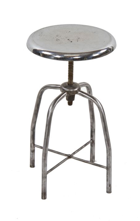 fully adjustable c. 1930's american vintage medical revolving seat hospital operating room stationary stool with bent tubular steel legs