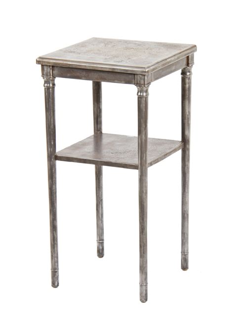 original depression era american industrial simmons pressed and folded refinished steel night stand or occasional table with tubular legs and undershelf