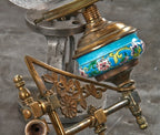 original and intact 19th century american aesthetic movement interior residential wall-mount gasolier sconce accentuated with lowery glazed majolica ceramic