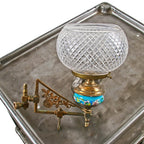 original and intact 19th century american aesthetic movement interior residential wall-mount gasolier sconce accentuated with lowery glazed majolica ceramic