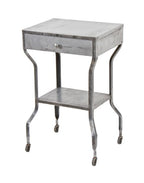 refinished early 1920's antique american medical cook county hospital cold-rolled steel mobile hospital room supply cabinet with fully functional bassick casters