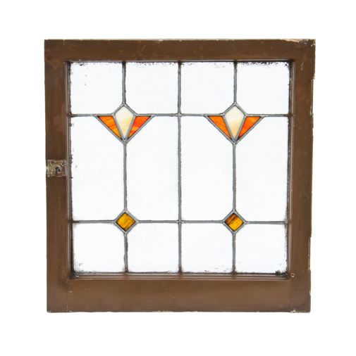 intact c. 1920's american arts & crafts or craftsman style interior residential chicago bungalow residential leaded art glass window in original wood sash frame