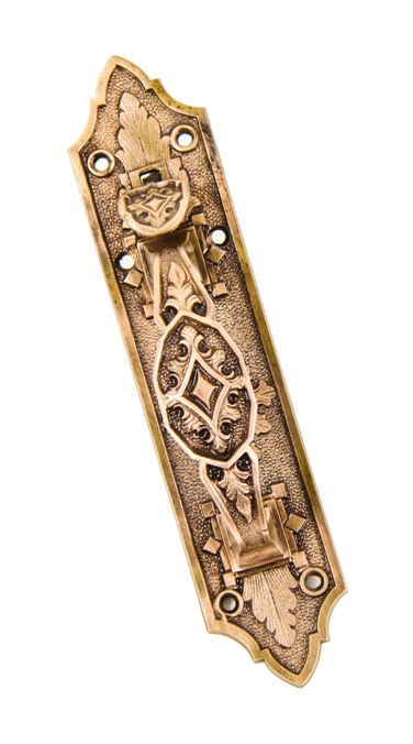 hard to find finely cast c. 1870's ornamental bronze metal exterior victorian era commercial store door thumblatch handle with oil-rubbed bronze finish