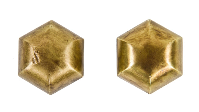 refinished c. 1920's american craftsman or mission style hexagonal-shaped cast brass interior residential passage size doorknobs