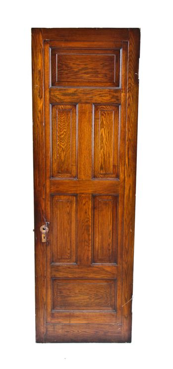 19th century american victorian era varnished oak wood raised six-panel interior residential passage door from a lasalle street mansion