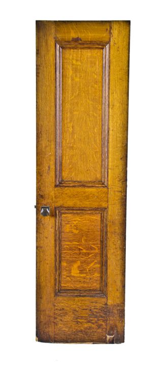 unusually sized early 20th century american interior chas. a. brewer building quartered oak wood office door with hexagonal-shaped doorknobs