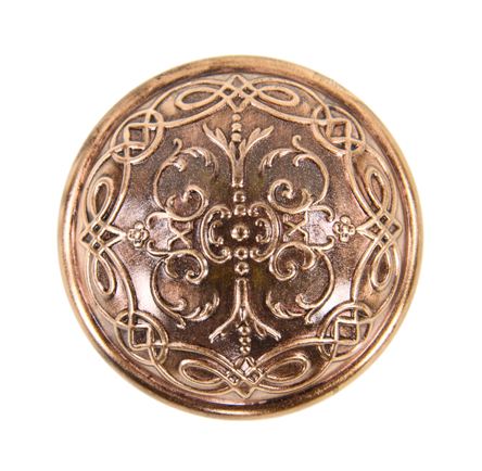 intricately designed original early 20th century ornamental wrought bronze passage size "le roy" pattern interior residential dome-shaped doorknob