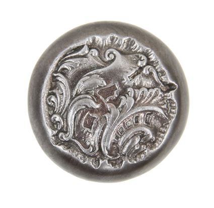 c. 1900's antique american rococo style interior residential ornamental cast iron "belfort" pattern passage size doorknob with brushed metal finish