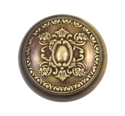 c. 1900-10 original american antique ornamental wrought brass "creston" pattern interior residential passage size doorknob with egg & dart border