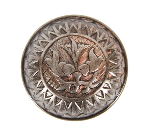 unusual antique american early 20th century ornamental wrought steel oil-rubbed bronze passage size doorknob with centrally located floral motif
