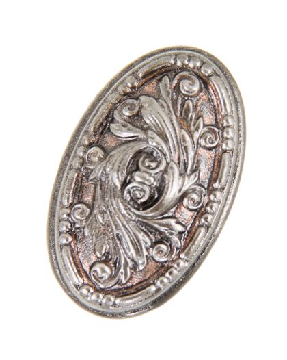 c. 1900's american ornamental cast iron oval-shaped "arcadia" pattern interior residential passage size doorknob with a swirl leaf design motif