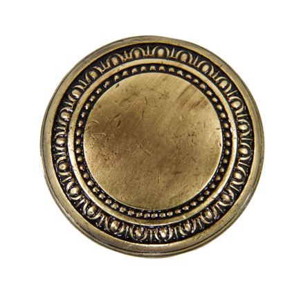 early 20th century american antique ornamental cast brass "doris" pattern neoclassical style passage size residential doorknob
