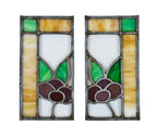 original and intact early 20th century american craftsman style residential cabinet door leaded art glass insets or panels with leafage and berries