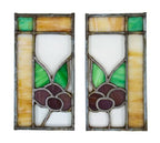 matching set of original c. 1915-20 american arts & crafts style chicago bungalow interior cabinet door diminutive stained glass insets or panels