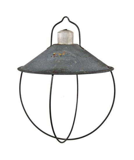 american vintage industrial nicely weathered galvanized steel chicken egg incubator incandescent heat lamp with intact ceramic socket