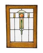 original early 20th century american chicago prairie style residential leaded art glass window with intact faux finish wood sash frame