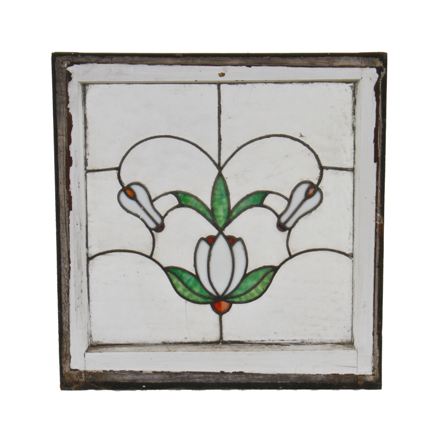 pleasing early 20th century american art nouveau style leaded art glass residential window featuring leafage and floral motifs