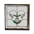 delightful c. 1915-20 antique american art nouveau style interior residential leaded art glass window featuring a unique abstract floral motif