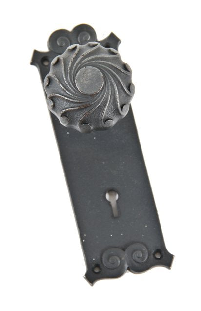 c. 1895 interior reliance office building interior passage door hardware comprised of cast iron with original bower-barff finish