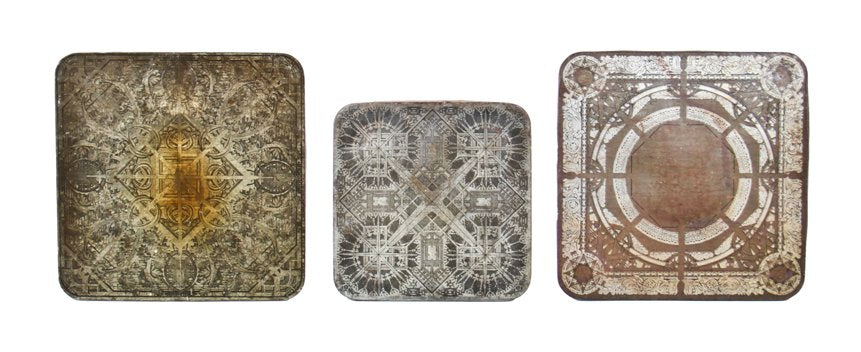 fantastically detailed original c. 1920's louis h. sullivan-designed american residential lithographed steel stoveboard or platform with a richly organic design