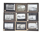 early 20th century american industrial lithographed "magic lantern" instructional glass slides depicting warships