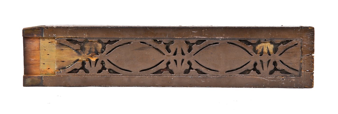 original c. 1890's james charnley exterior painted fret-sawn pine wood single-sided fragment salvaged from the restored front facade projecting wood balcony