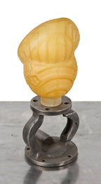 depression-era american art deco style pressed ornamental glass ceiling fixture or wall sconce slip shade with embossed floral motifs