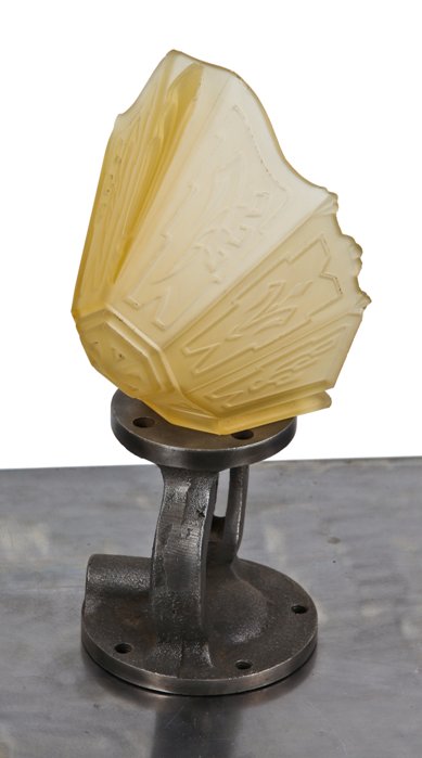 c. 1930's american art deco style honey-colored residential ceiling or wall sconce light fixture replacement slip shade with lightly embossed design motifs